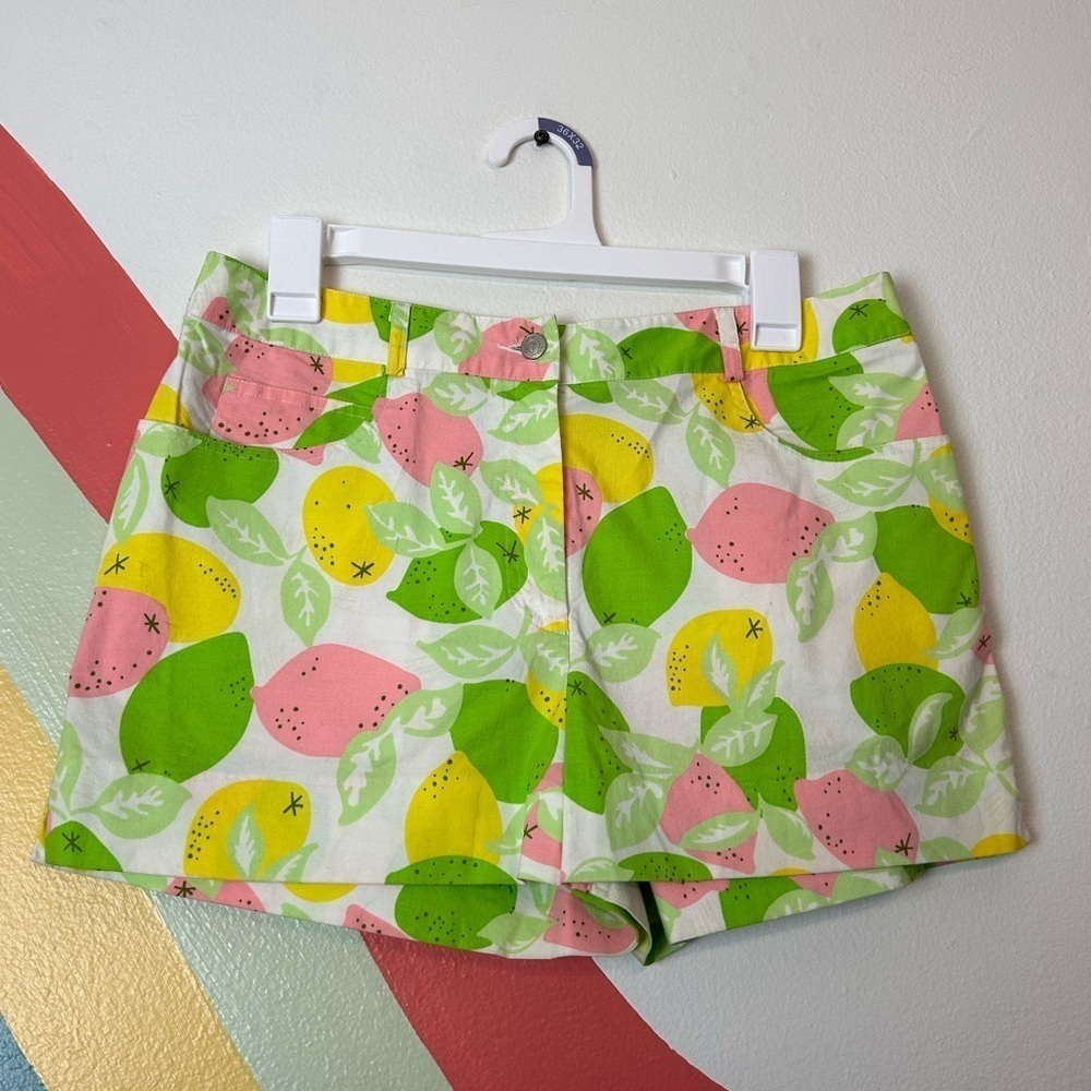 LILLY Pulitzer Lemonade Orange Blossom High Rise Shorts Rare Classic Vintage 4 - Picture 1 of 8